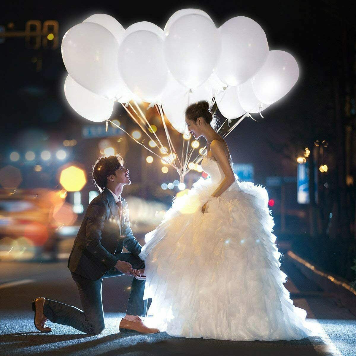 LED Luftballons Weiß, 40 Stücke Luftballons Hochzeit LED Leuchtende Luftballons