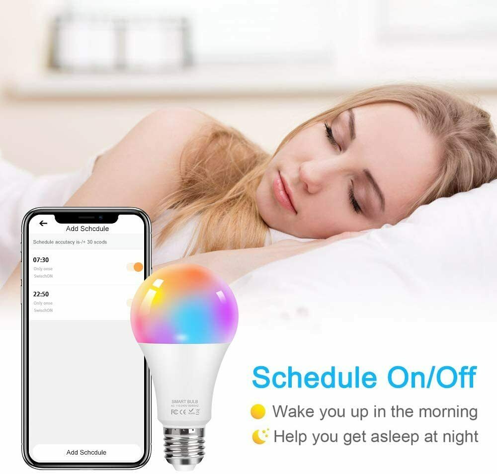 Smart LED Lampe, mixigoo 2 Stück WLAN Glühbirne Dimmbare E27 Birne 10W 950 Lumen
