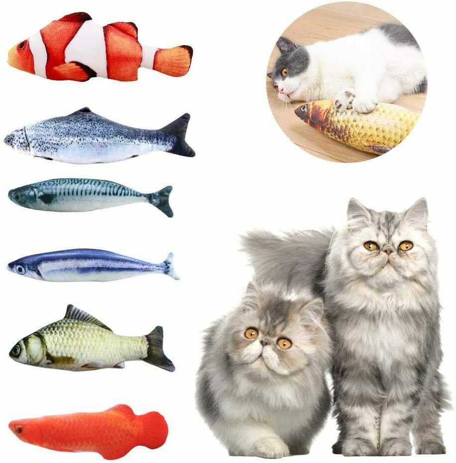 Spielzeug mit Katzenminze 6PCS Katzenspielzeug Fisch Interaktive Spielzeug 20cm