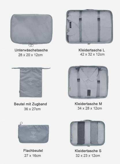 Packtaschen für Koffer 6-teilig Kleidertasche (Schwarzblau - 6er Set)