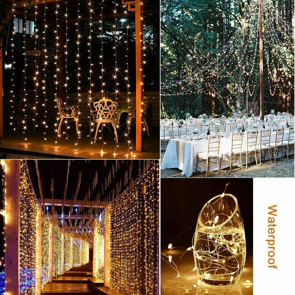 300 LEDs USB Lichterkettenvorhang 3M*3M 8 Modi Lichterkette mit Fernbedienung