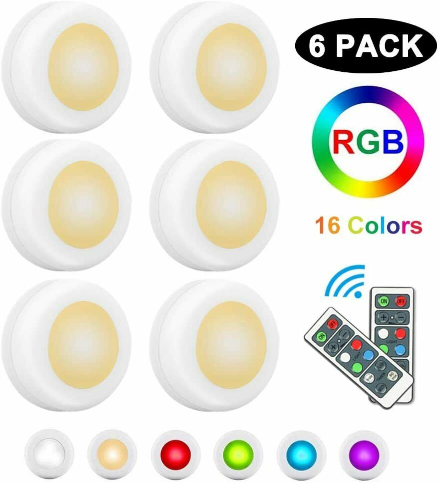 Schrankleuchten, 6er LED Nachtlicht mit Fernbedienung RGB Schrankbeleuchtung
