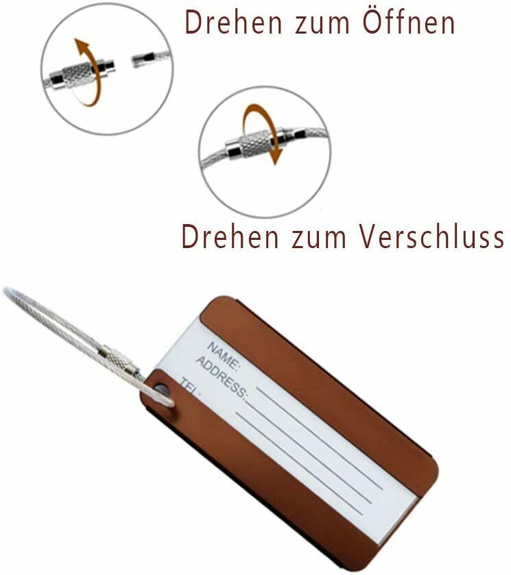 Metall Kofferanhänger Gepäckanhänger Kofferschild mit Adressschild 8 Stück Set