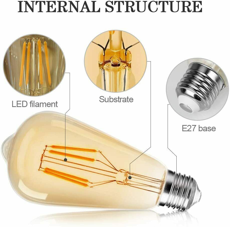 tonitott Edison Vintage Glühbirne, Edison LED Glühbirne E27 4W Warm Licht Vin...