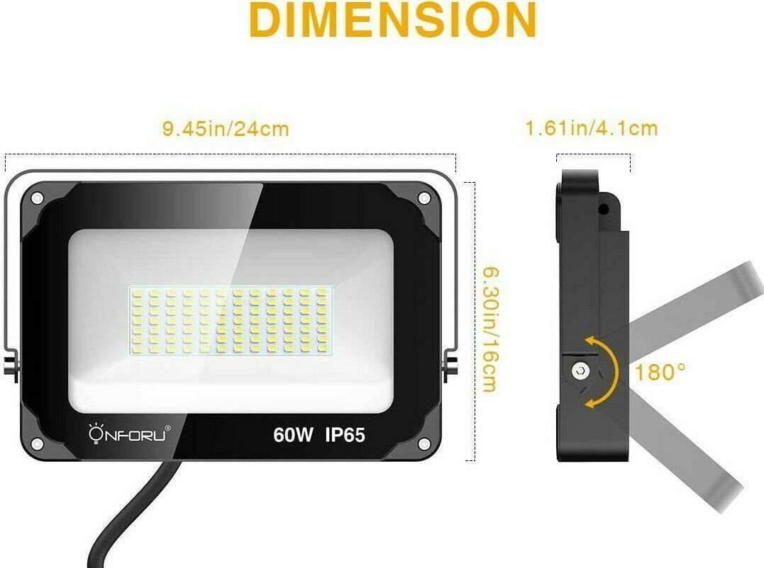 2x 60W LED Strahler Außen Superhell 6000LM LED Fluter Flutlicht 5000K ( A++ )