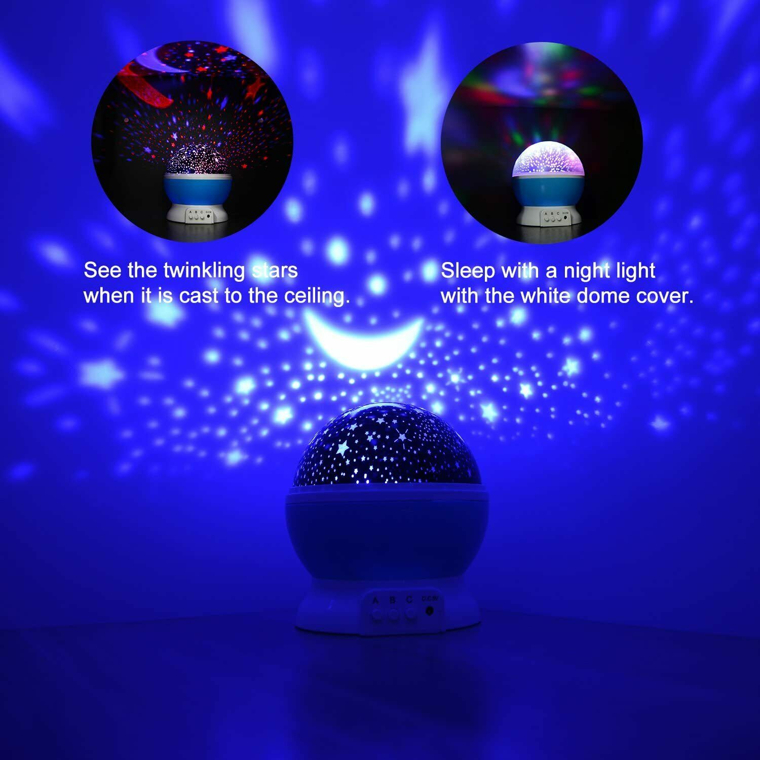 Sternenhimmel Projektor, Sunnest baby Nachtlicht LED 360° Rotierend Projektions