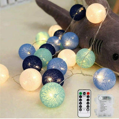 20er LED LED Lichterketten mit Baumwollkugeln Innen Deko (warmweiß)